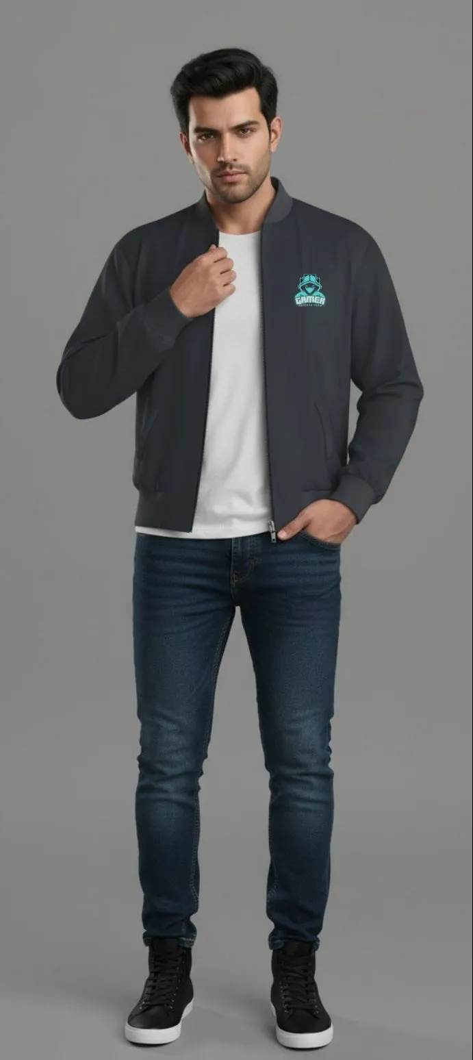 Unisex Gamer Esports Bomber Jacket Black 320 GSM Premium cotton | Dripsquadx