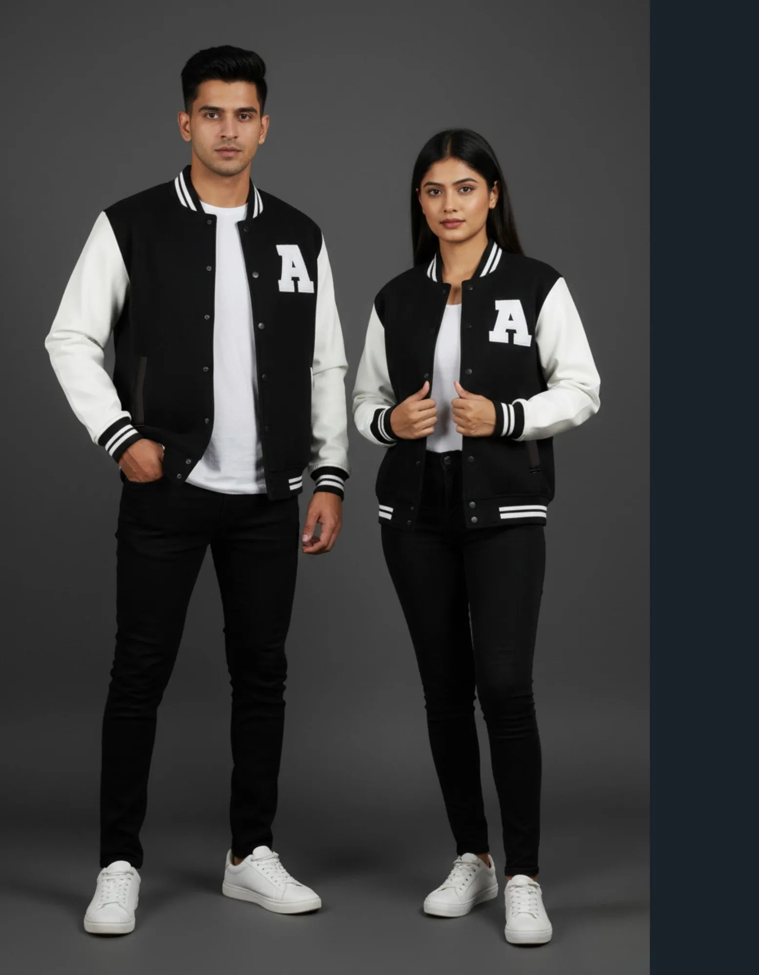 Unisex Letter A Varsity Jacket Black 320 GSM Premium cotton | Dripsquadx