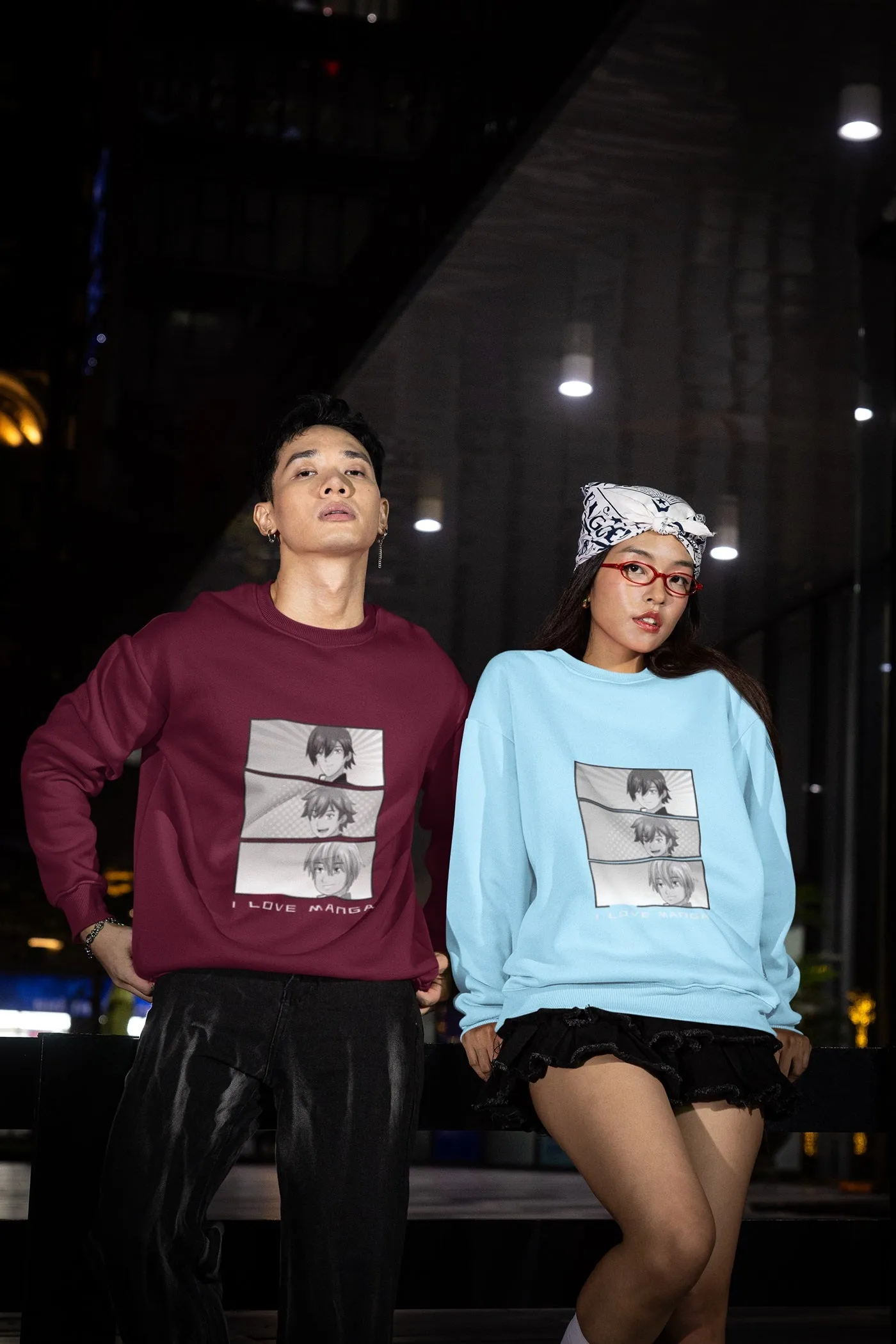 Unisex I Love Manga Sweatshirt | Premium 320 GSM Cotton Crewneck | Anime & Comic Apparel