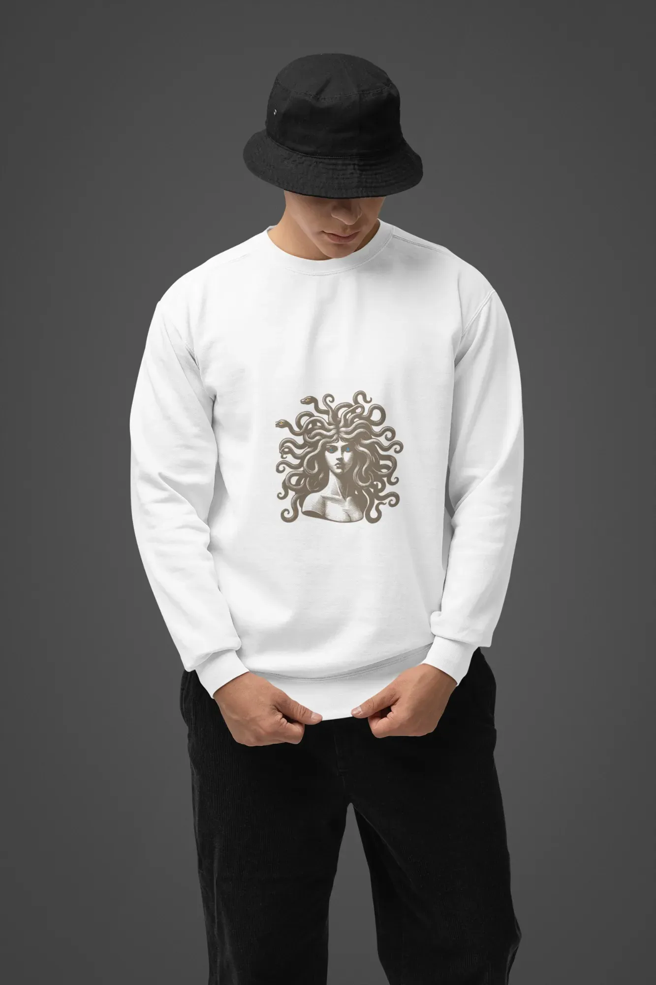 Medusa Head Unisex Sweatshirt in Black 320 GSM Cotton